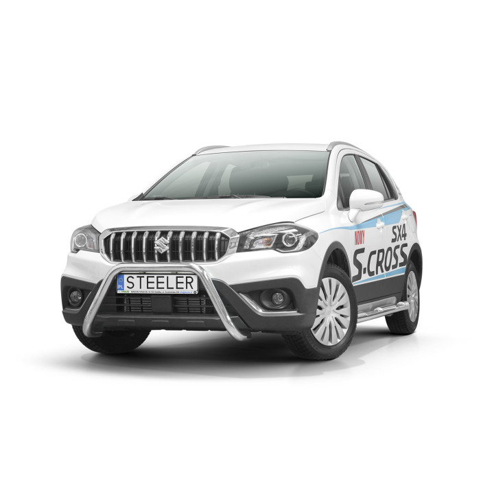 Bullbar Omologat RAR, Steeler 4x4 "A" Bar, Culoare Argintiu, Suzuki SX4 S-Cross 2016 - 2021 - EDK.ro