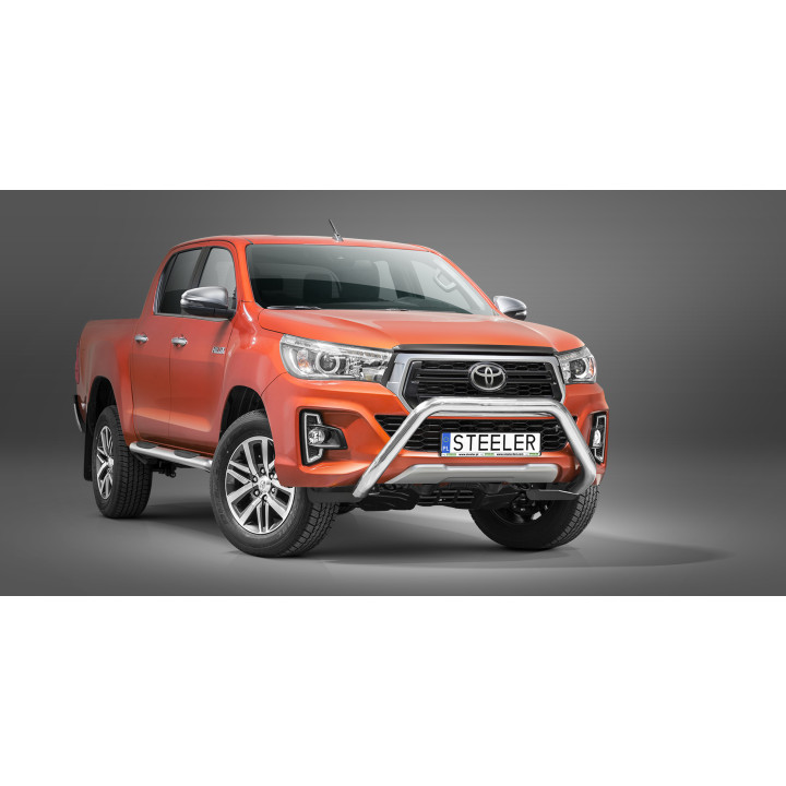 EC Homologated Bullbar, Steeler 4x4 "A" Bar, Color Silver, Toyota Hilux 2018 - Present - EDK.ro