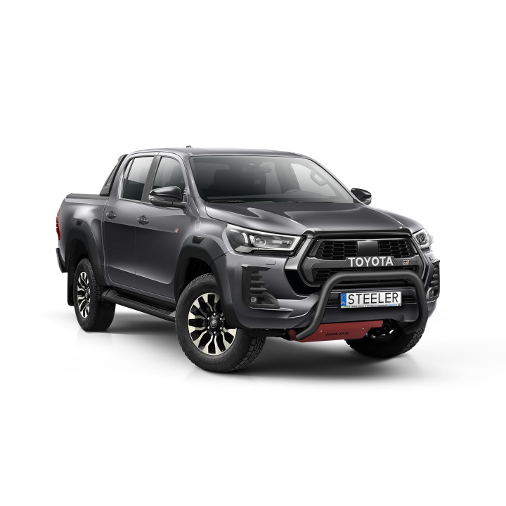 EC Homologated Bullbar, Steeler 4x4 "A" Bar, Color Black, Toyota Hilux 2021 - Present - EDK.ro