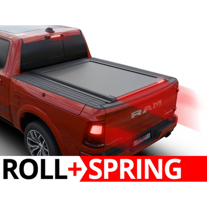 Spring Assisted Roll Top Tonneau Bed Cover, Tessera 4x4 Roll+, Dodge RAM 1500 Bed Length 5.7 Feet + RamBox 2019 - Present - EDK.