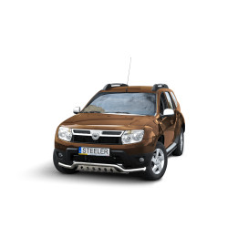 EC Homologated Bullbar, Steeler 4x4 Low Spoiler Bar with Plate, Color Silver, Dacia Duster 2010 - 2014 - EDK.ro