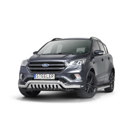 Bullbar Omologat RAR, Steeler 4x4 Low Spoiler Bar cu Placă, Culoare Argintiu, Ford Kuga 2017 - 2019 - EDK.ro
