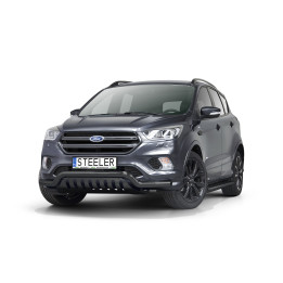 EC Homologated Bullbar, Steeler 4x4 Low Spoiler Bar with Plate, Color Black, Ford Kuga 2017 - 2019 - EDK.ro