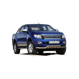 EC Homologated Bullbar, Steeler 4x4 Low Spoiler Bar with Plate, Color Silver, Ford Ranger 2012 - 2016 - EDK.ro