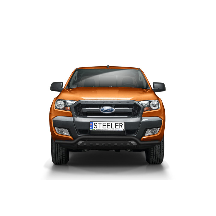 Bullbar Omologat RAR, Steeler 4x4 Low Spoiler Bar cu Placă, Culoare Negru, Ford Ranger 2016 - 2022 - EDK.ro