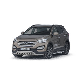 EC Homologated Bullbar, Steeler 4x4 Low Spoiler Bar with Plate, Color Silver, Hyundai Santa Fe 2012 - 2018 - EDK.ro