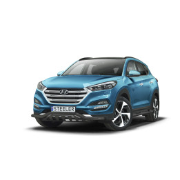 Bullbar Omologat RAR, Steeler 4x4 Low Spoiler Bar cu Placă, Culoare Negru, Hyundai Tucson 2015 - 2018 - EDK.ro