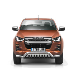 EC Homologated Bullbar, Steeler 4x4 Low Spoiler Bar with Plate, Color Silver, Isuzu D-Max 2020 - Present - EDK.ro