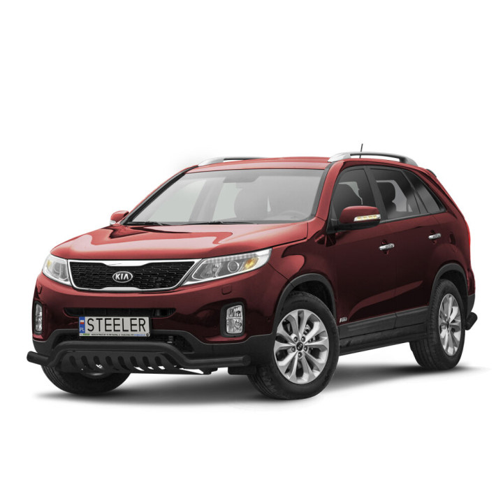 Bullbar Omologat RAR, Steeler 4x4 Low Spoiler Bar cu Placă, Culoare Negru, Kia Sorento 2012 - 2015 - EDK.ro
