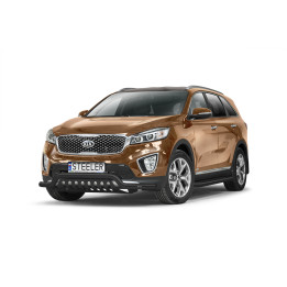 Bullbar Omologat RAR, Steeler 4x4 Low Spoiler Bar cu Placă, Culoare Negru, Kia Sorento 2015 - 2018 - EDK.ro
