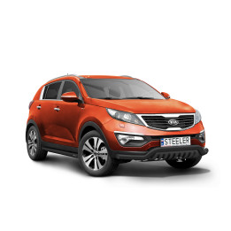 Bullbar Omologat RAR, Steeler 4x4 Low Spoiler Bar cu Placă, Culoare Negru, Kia Sportage 2010 - 2015 - EDK.ro