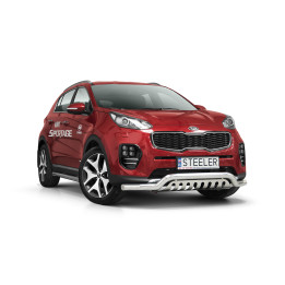 EC Homologated Bullbar, Steeler 4x4 Low Spoiler Bar with Plate, Color Silver, Kia Sportage 2015 - 2021 - EDK.ro