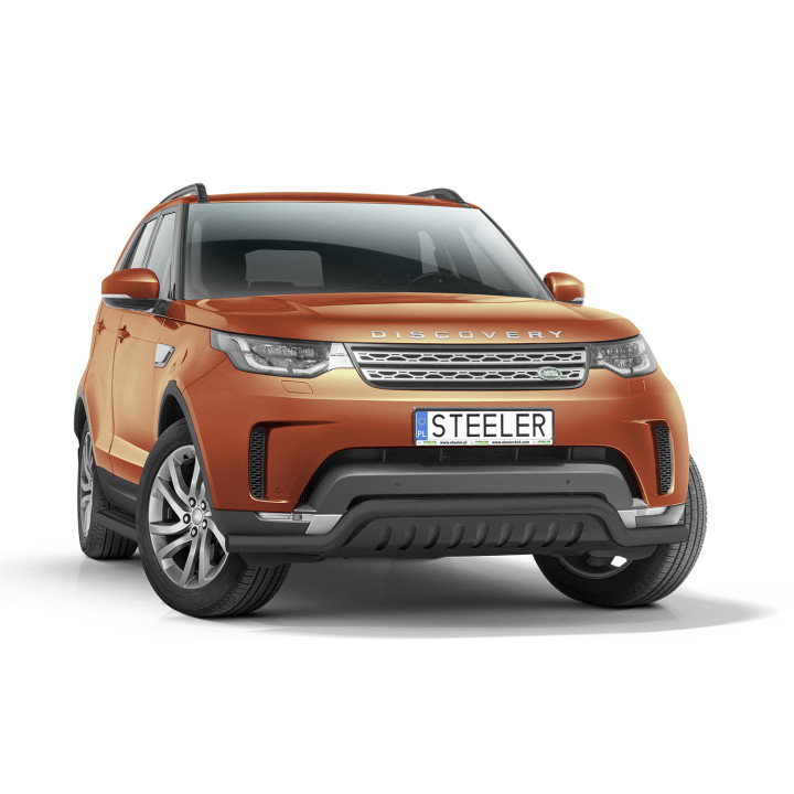 EC Homologated Bullbar, Steeler 4x4 Low Spoiler Bar with Plate, Color Silver, Land Rover Discovery 2017 - Present - EDK.ro