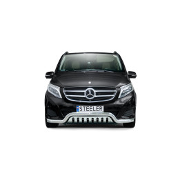 Bullbar Omologat RAR, Steeler 4x4 Low Spoiler Bar cu Placă, Culoare Argintiu, Mercedes-Benz V-Class 2014 - 2019 - EDK.ro