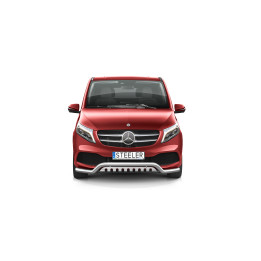 EC Homologated Bullbar, Steeler 4x4 Low Spoiler Bar with Plate, Color Silver, Mercedes-Benz V-Class 2019 - 2024 - EDK.ro