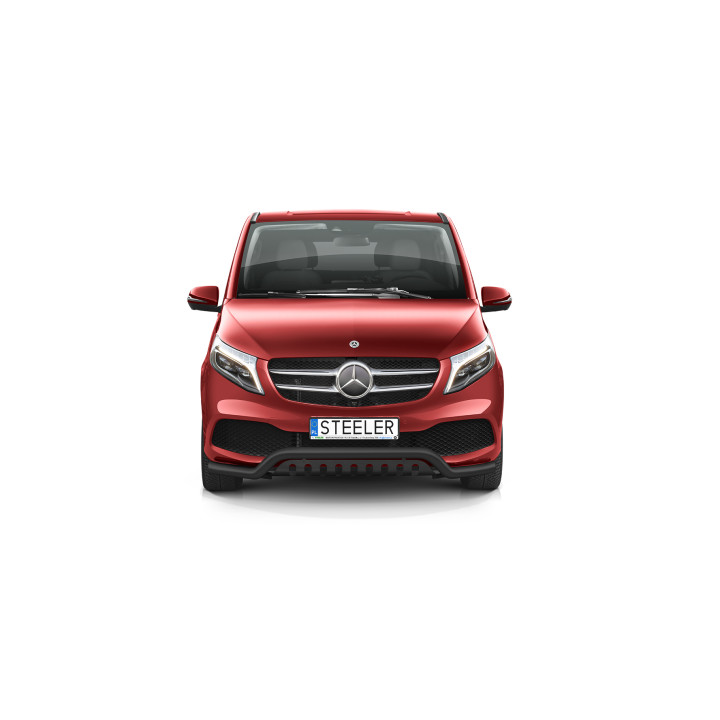 EC Homologated Bullbar, Steeler 4x4 Low Spoiler Bar with Plate, Color Silver, Mercedes-Benz V-Class 2019 - 2024 - EDK.ro