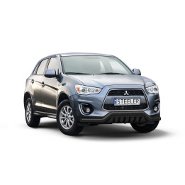 Bullbar Omologat RAR, Steeler 4x4 Low Spoiler Bar cu Placă, Culoare Negru, Mitsubishi ASX 2012 - 2016 - EDK.ro