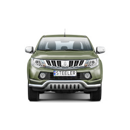 Bullbar Omologat RAR, Steeler 4x4 Low Spoiler Bar cu Placă, Culoare Argintiu, Mitsubishi L200 2015 - 2019 - EDK.ro
