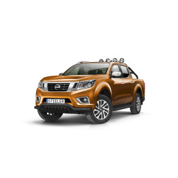 EC Homologated Bullbar, Steeler 4x4 Low Spoiler Bar with Plate, Color Black, Nissan Navara 2015 - Present - EDK.ro