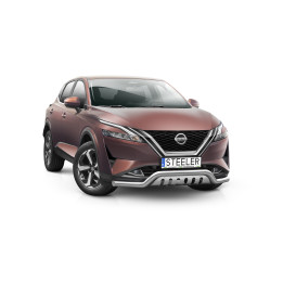 Bullbar Omologat RAR, Steeler 4x4 Low Spoiler Bar cu Placă, Culoare Argintiu, Nissan Qashqai 2021 - Prezent - EDK.ro