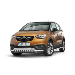 Bullbar Omologat RAR, Steeler 4x4 Low Spoiler Bar cu Placă, Culoare Argintiu, Opel Crossland X 2017 - 2020 - EDK.ro