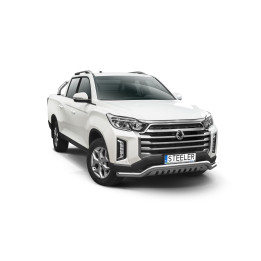 EC Homologated Bullbar, Steeler 4x4 Low Spoiler Bar with Plate, Color Silver, SsangYong Musso 2021 - Present - EDK.ro