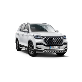 Bullbar Omologat RAR, Steeler 4x4 Low Spoiler Bar cu Placă, Culoare Argintiu, SsangYong Rexton 2021 - Prezent - EDK.ro