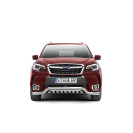 Bullbar Omologat RAR, Steeler 4x4 Low Spoiler Bar cu Placă, Culoare Argintiu, Subaru Forester 2013 - 2019 - EDK.ro
