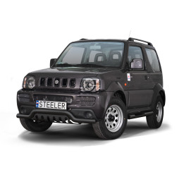 EC Homologated Bullbar, Steeler 4x4 Low Spoiler Bar with Plate, Color Black, Suzuki Jimny 2005 - 2012 - EDK.ro