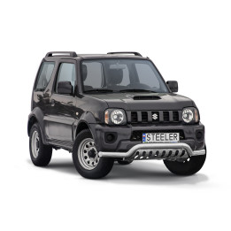 EC Homologated Bullbar, Steeler 4x4 Low Spoiler Bar with Plate, Color Silver, Suzuki Jimny 2012 - 2018 - EDK.ro