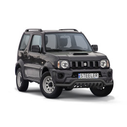EC Homologated Bullbar, Steeler 4x4 Low Spoiler Bar with Plate, Color Black, Suzuki Jimny 2012 - 2018 - EDK.ro