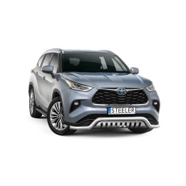 Bullbar Omologat RAR, Steeler 4x4 Low Spoiler Bar cu Placă, Culoare Argintiu, Toyota Highlander 2021 - Prezent - EDK.ro