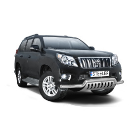 Bullbar Omologat RAR, Steeler 4x4 Low Spoiler Bar cu Placă, Culoare Argintiu, Toyota Land Cruiser 150 2010 - 2013 - EDK.ro