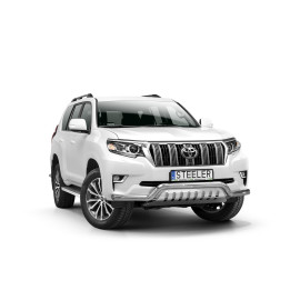 EC Homologated Bullbar, Steeler 4x4 Low Spoiler Bar with Plate, Color Silver, Toyota Land Cruiser 150 2017 - Present - EDK.ro