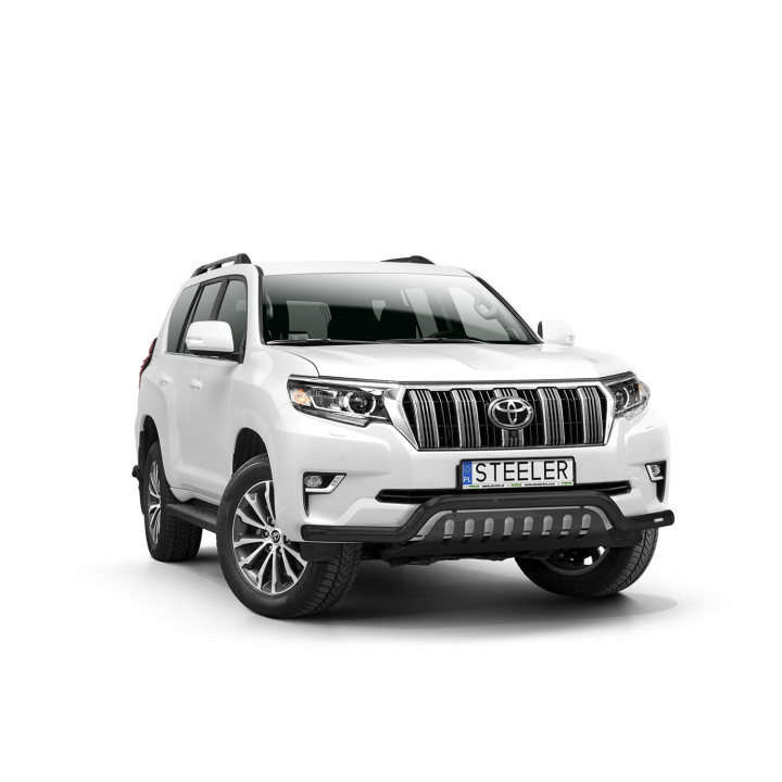 EC Homologated Bullbar, Steeler 4x4 Low Spoiler Bar with Plate, Color Silver, Toyota Land Cruiser 150 2017 - Present - EDK.ro
