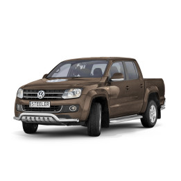 EC Homologated Bullbar, Steeler 4x4 Low Spoiler Bar with Plate, Color Silver, Volkswagen Amarok 2009 - 2016 - EDK.ro