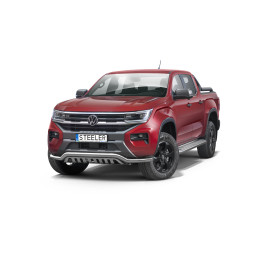 EC Homologated Bullbar, Steeler 4x4 Low Spoiler Bar with Plate, Color Silver, Volkswagen Amarok 2023 - Present - EDK.ro