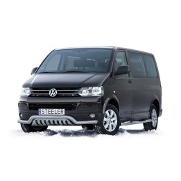 Bullbar Omologat RAR, Steeler 4x4 Low Spoiler Bar cu Placă, Culoare Argintiu, Volkswagen Transporter T5 2003 - 2015 - EDK.ro