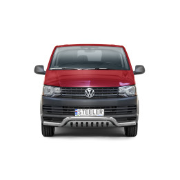 EC Homologated Bullbar, Steeler 4x4 Low Spoiler Bar with Plate, Color Silver, Volkswagen Transporter T6 2015 - 2019 - EDK.ro