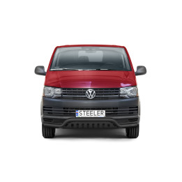 EC Homologated Bullbar, Steeler 4x4 Low Spoiler Bar with Plate, Color Black, Volkswagen Transporter T6 2015 - 2019 - EDK.ro