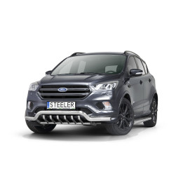 Bullbar Omologat RAR, Steeler 4x4 Low Spoiler Bar cu Țăruși, Culoare Argintiu, Ford Kuga 2017 - 2019 - EDK.ro