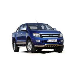 Bullbar Omologat RAR, Steeler 4x4 Low Spoiler Bar cu Țăruși, Culoare Argintiu, Ford Ranger 2012 - 2016 - EDK.ro