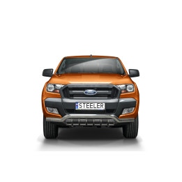 EC Homologated Bullbar, Steeler 4x4 Low Spoiler Bar with Spikes, Color Silver, Ford Ranger 2016 - 2022 - EDK.ro