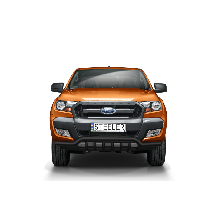 EC Homologated Bullbar, Steeler 4x4 Low Spoiler Bar with Spikes, Color Silver, Ford Ranger 2016 - 2022 - EDK.ro