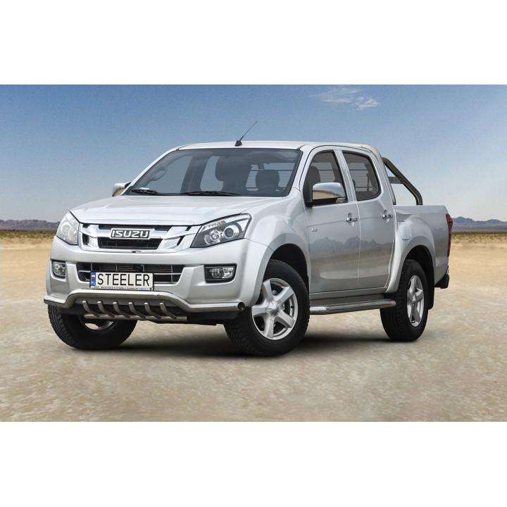 EC Homologated Bullbar, Steeler 4x4 Low Spoiler Bar with Spikes, Color Silver, Isuzu D-Max 2012 - Present - EDK.ro