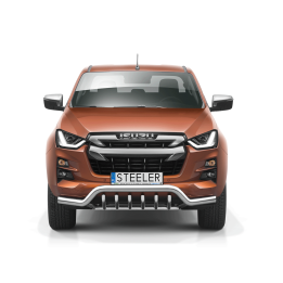 Bullbar Omologat RAR, Steeler 4x4 Low Spoiler Bar cu Țăruși, Culoare Argintiu, Isuzu D-Max 2020 - Prezent - EDK.ro