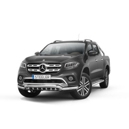 EC Homologated Bullbar, Steeler 4x4 Low Spoiler Bar with Spikes, Color Silver, Mercedes-Benz X-Class 2017 - Present - EDK.ro