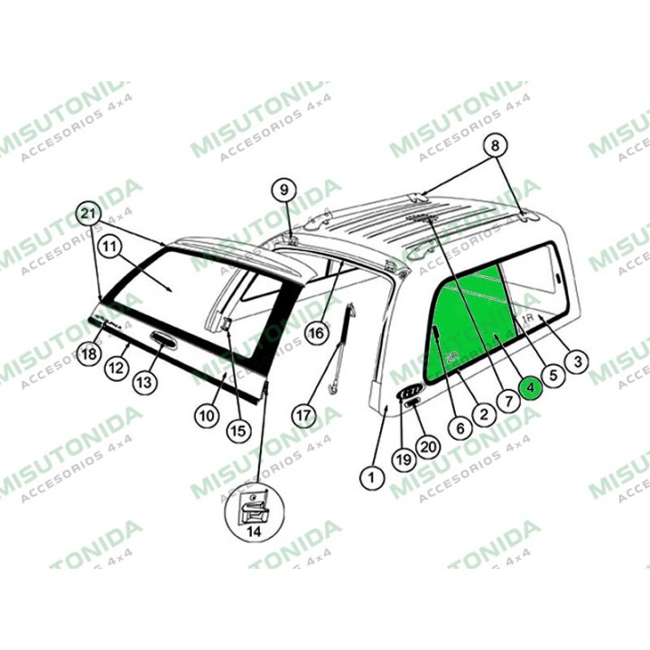 Replacement Part - Right Sliding Window, Alpha - EDK.ro