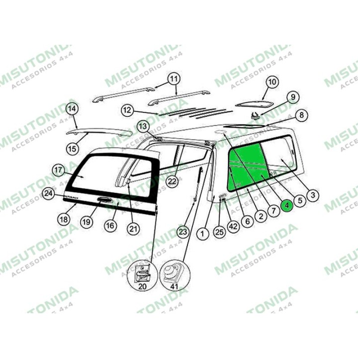 Replacement Part - Right Sliding Window, Alpha - EDK.ro