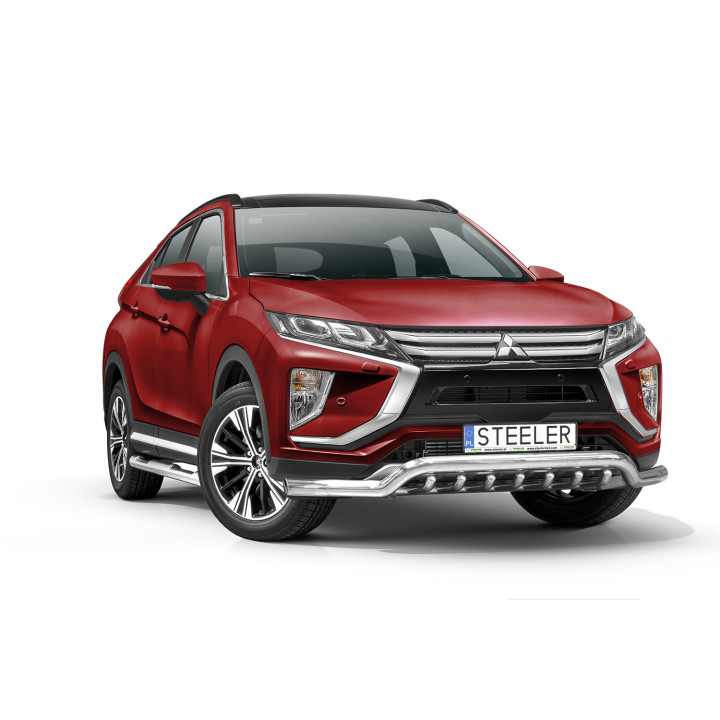 Bullbar Omologat RAR, Steeler 4x4 Low Spoiler Bar cu Țăruși, Culoare Argintiu, Mitsubishi Eclipse Cross 2017 - 2019 - EDK.ro